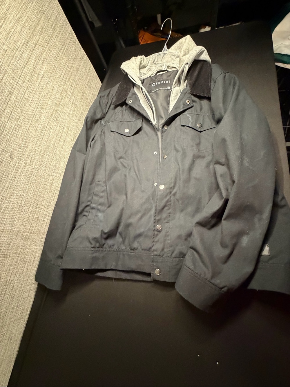Empyre Black Men's Lightweight Jacket with Gray Hood Insert